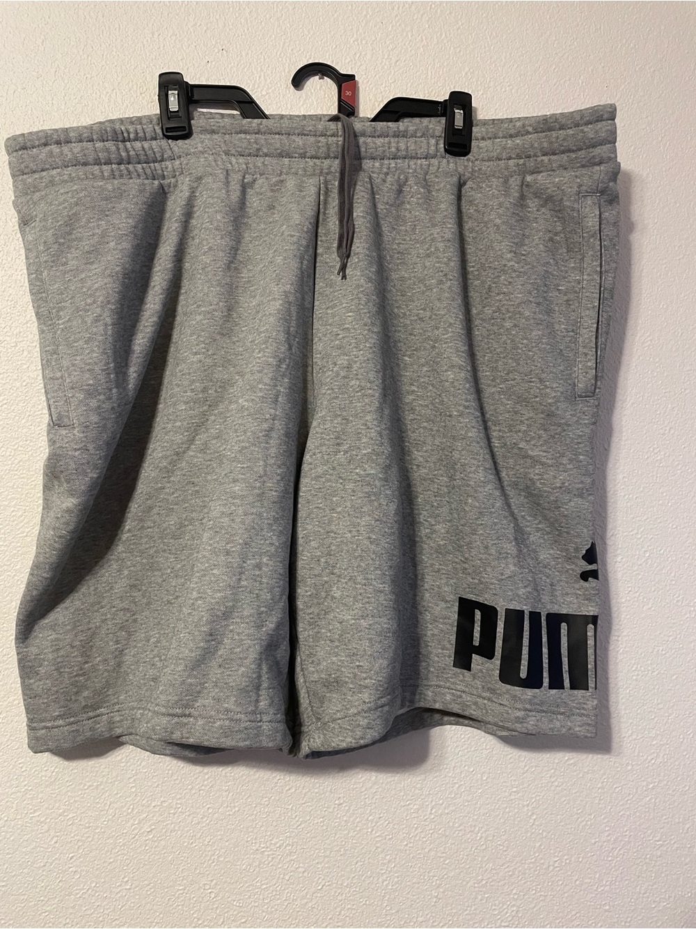 Puma Gray Athletic Fleece Shorts with Black Logo